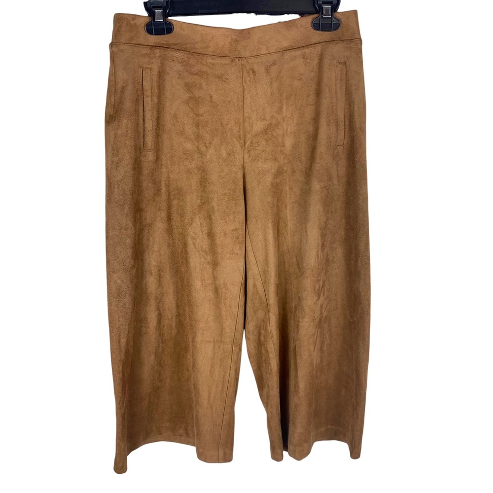 Chico’s Brown Wide Leg Faux Suede Cropped Pants Sz 0